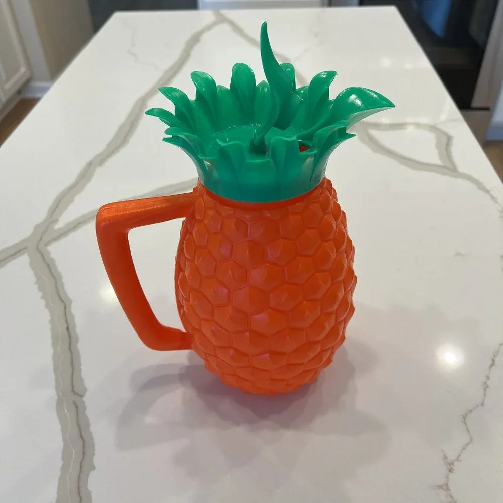 Vintage Mid-Century Minerware Orange Plastic Pineapple Pitcher